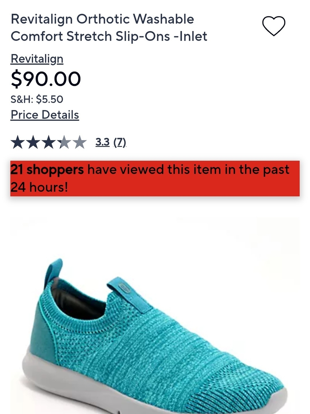 Revitalign Women's Washable Comfort Stretch Slip-On Sneakers in Teal